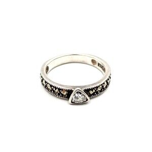 Vintage Judith Jack Sterling Silver 925 CZ Marcasite Delicate Ring Sz 7